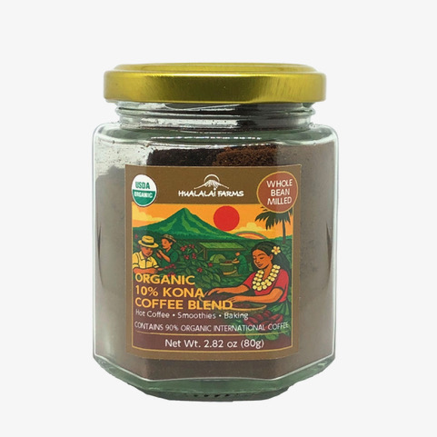 Organic micro-ground 10% Kona coffee blend jar